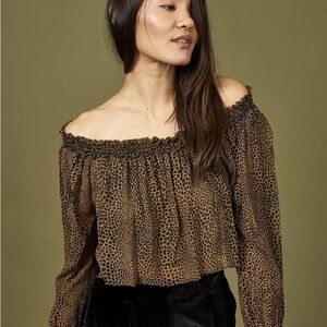 Whimsy + Row Alessandra Leopard Off-Shoulder Blouse